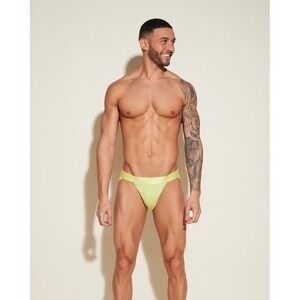 Cosabella Never Say Never Neon Yellow Lace Sports Brief Men's size ‎ S NWT